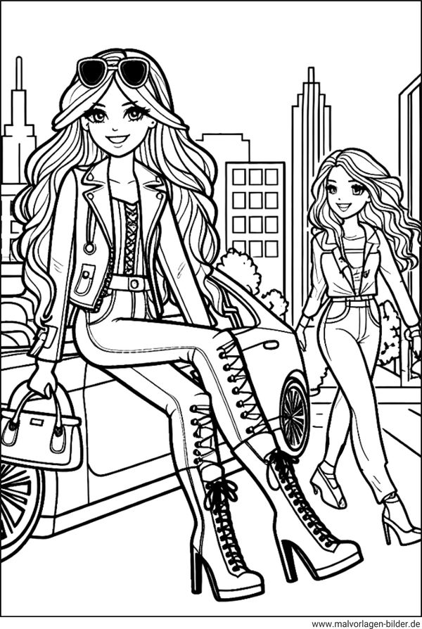Ausmalbild Topmodel und ihre beste Freundin