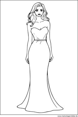 Topmodel Abendkleid Ausmalbild ausdrucken
