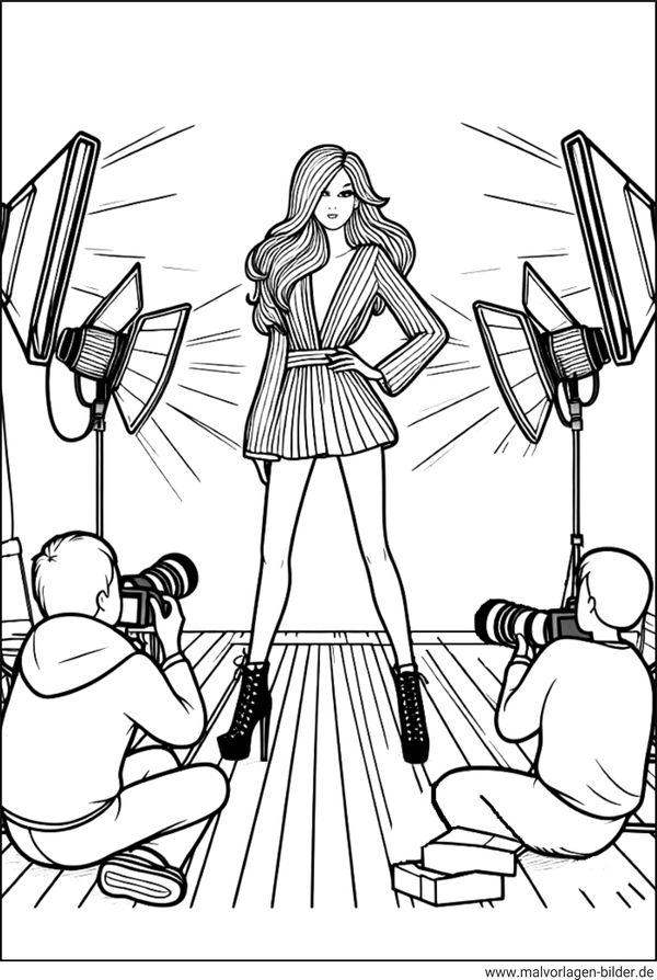 Topmodel Fotomodel Ausmalbild