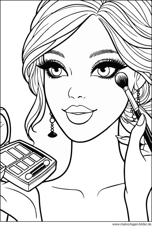 Topmodel schminkt sich Ausmalbild