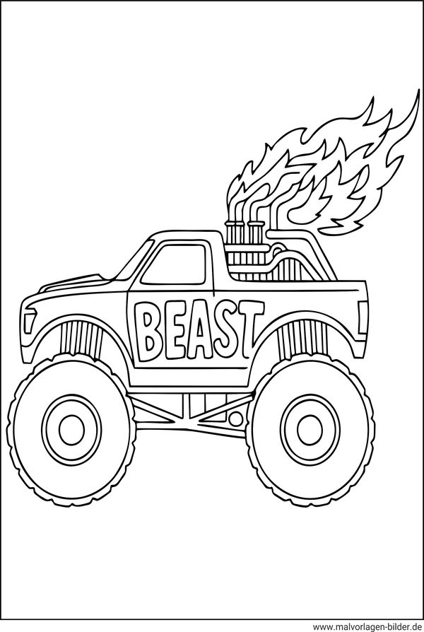 Ausmalbild Monstertruck das Beast