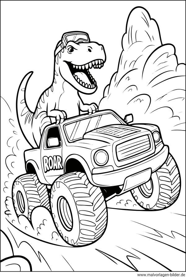 Ausmalbild Monstertruck Dino