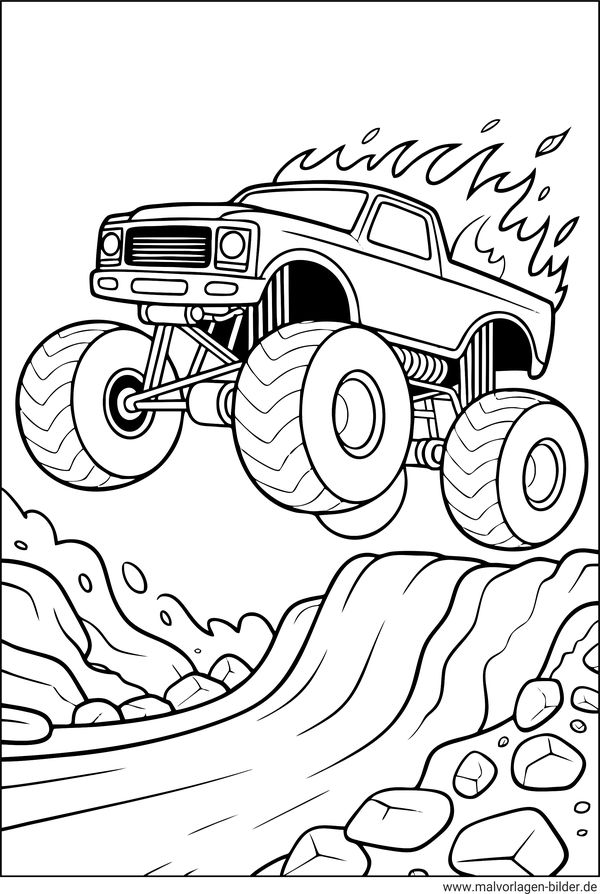 Monstertruck Ausmalbild drucken und malen