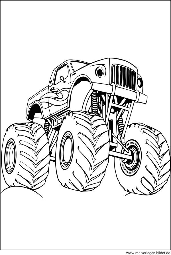 Monstertruck große Reifen Ausmalbild