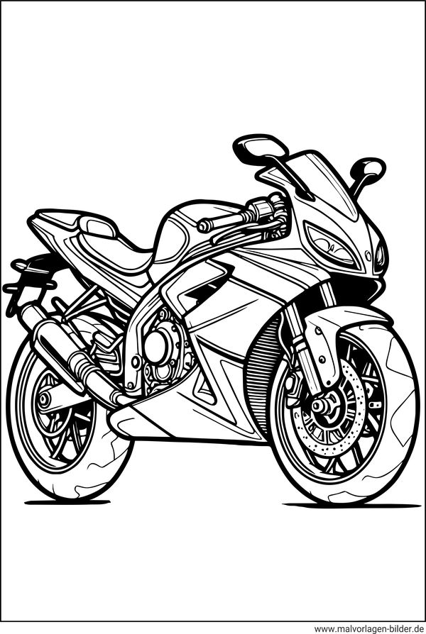 Ausmalbild Rennmaschine Motorrad