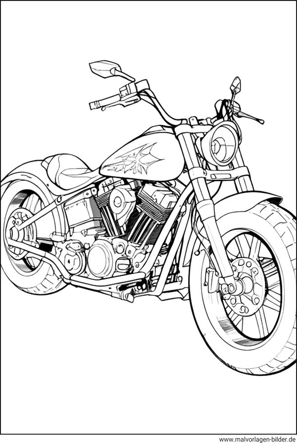 Cruiser Motorrad Ausmalbild