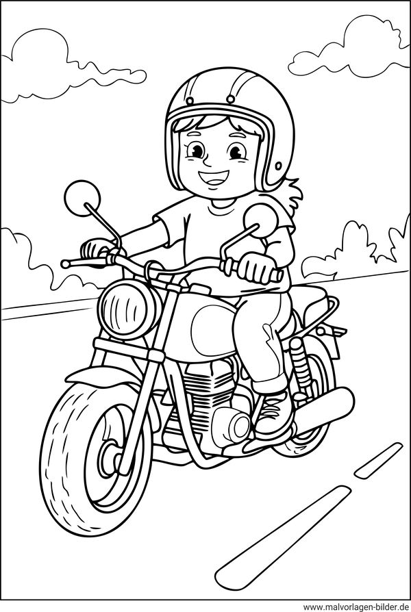 Motorrad Ausmalbild Mädchen
