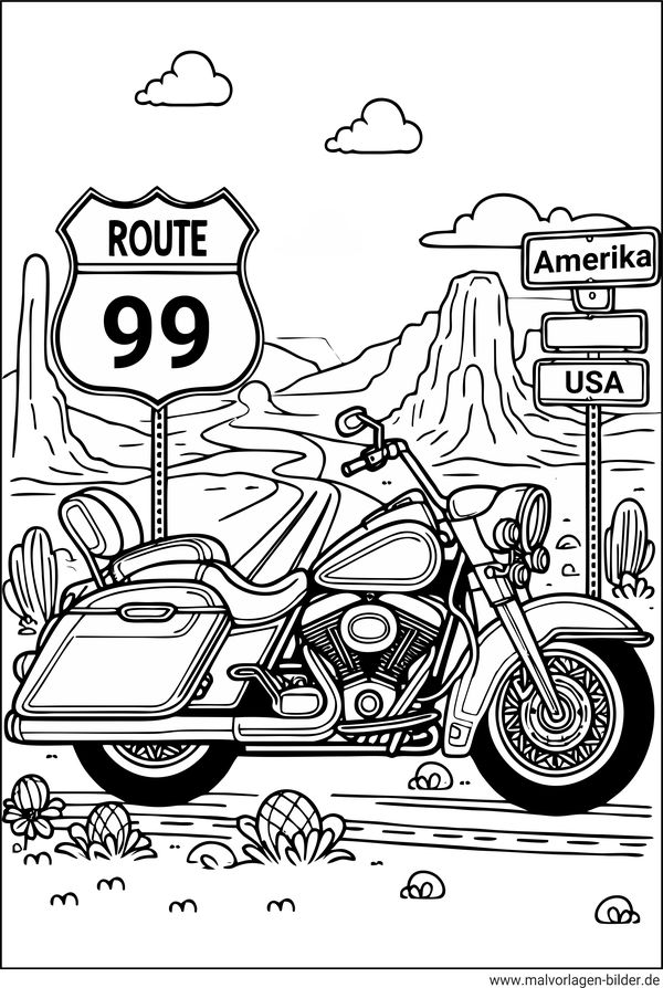 Motorrad USA Ausmalbild