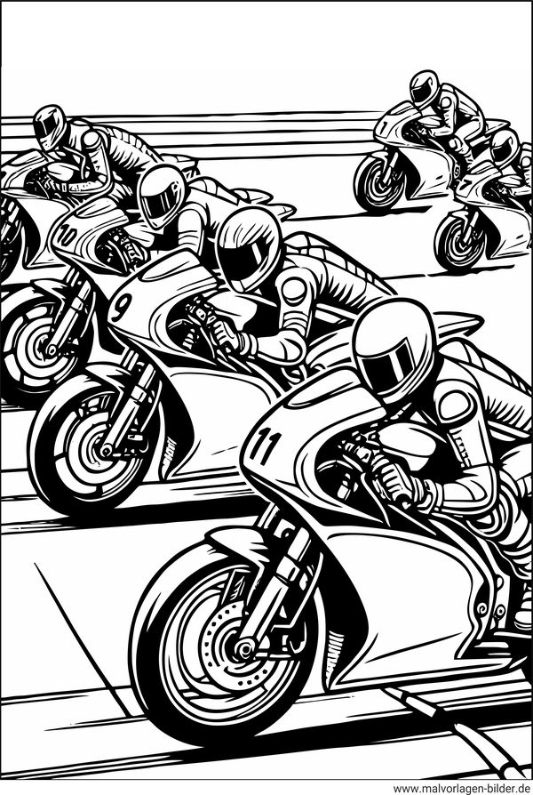 Motorradrennen Start Ausmalbild