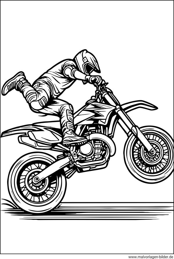 Motorradstunt Ausmalbild