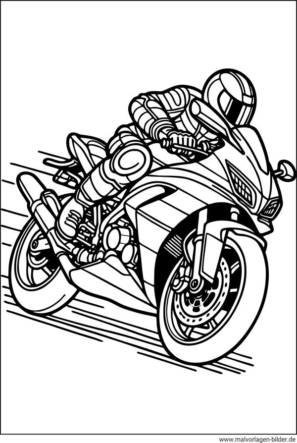 Rennmaschine Motorrad Ausmalbild