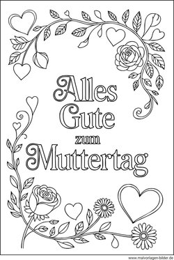 Alles gute zum Muttertag Malvorlage für Erwachsene
