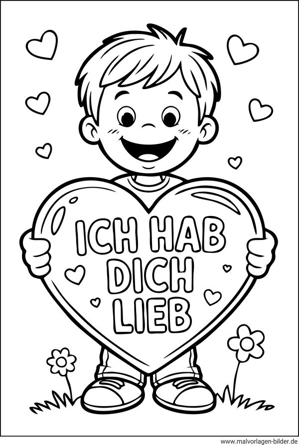 Ausmalbild ich hab dich lieb Junge