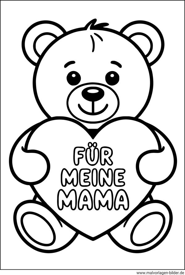 Ausmalbild Muttertag Teddybär
