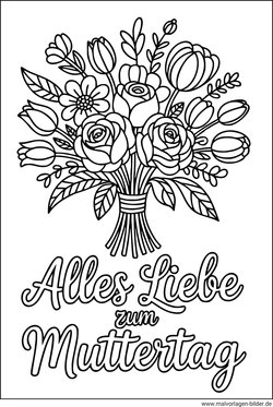 Blumenstrauss Muttertag Vorlage ausdrucken
