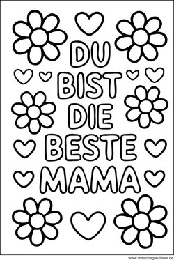Du bist die beste Mama Bild für Kinder ausmalen