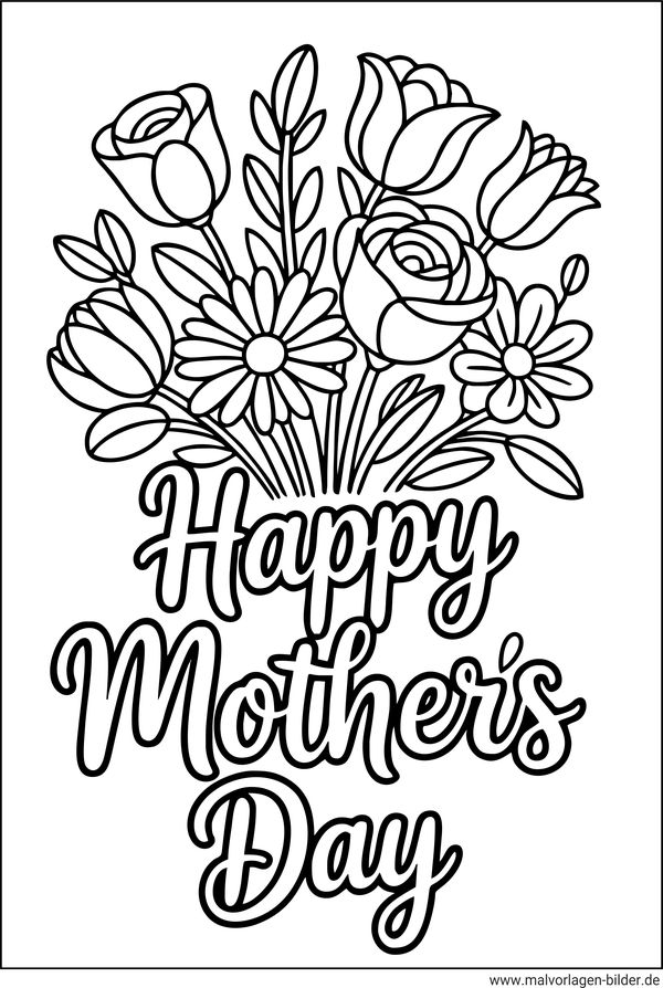 Happy Mothers Day Ausmalbild ausdrucken