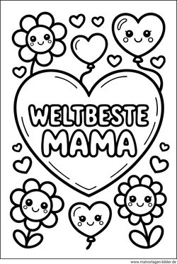 Malvorlage Muttertag mit der Schrift Weltbeste Mama