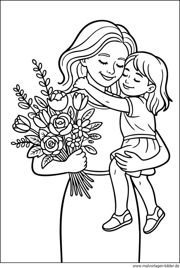 Mutter mit Tochter Ausmalbild