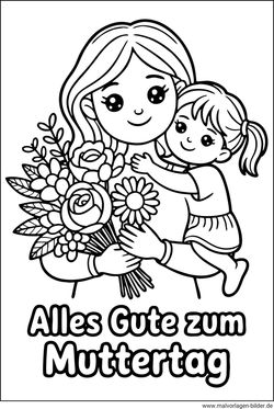 Mutter und Tochter Ausmalbild zum Muttertag