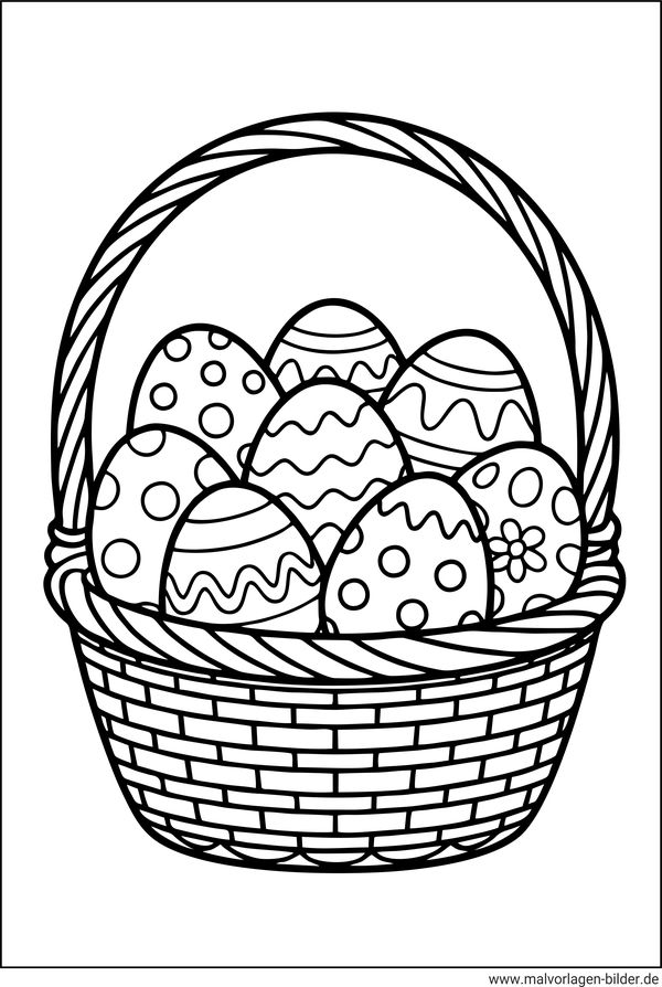 Ausmalbild korb mit Ostereiern
