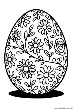 Ausmalbild Osterei mit Blumen ausdrucken