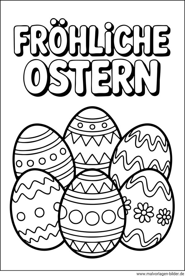 Ausmalbild Ostereier Fröhliche Ostern