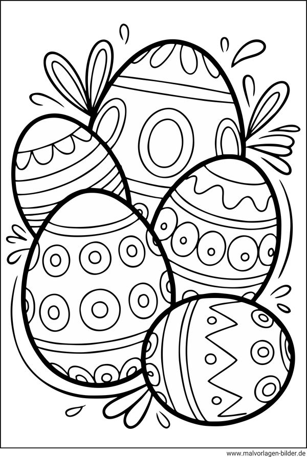 Fünf Ostereier Ausmalbild