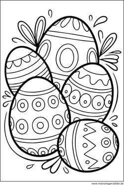 Fünf Ostereier mit Muster Ausmalbild