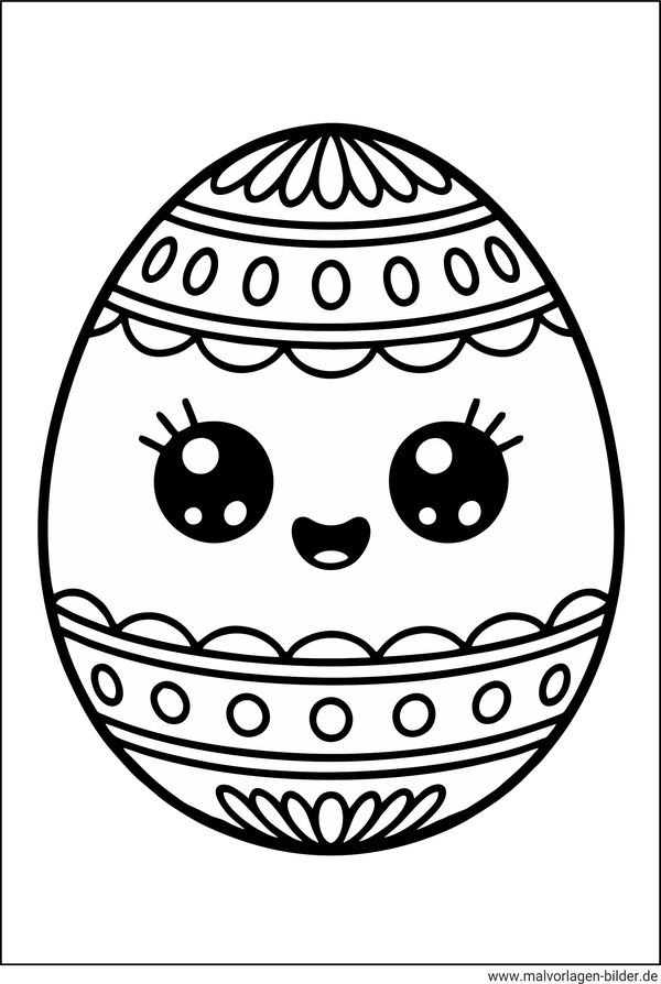 Kawaii Osterei Ausmalbild