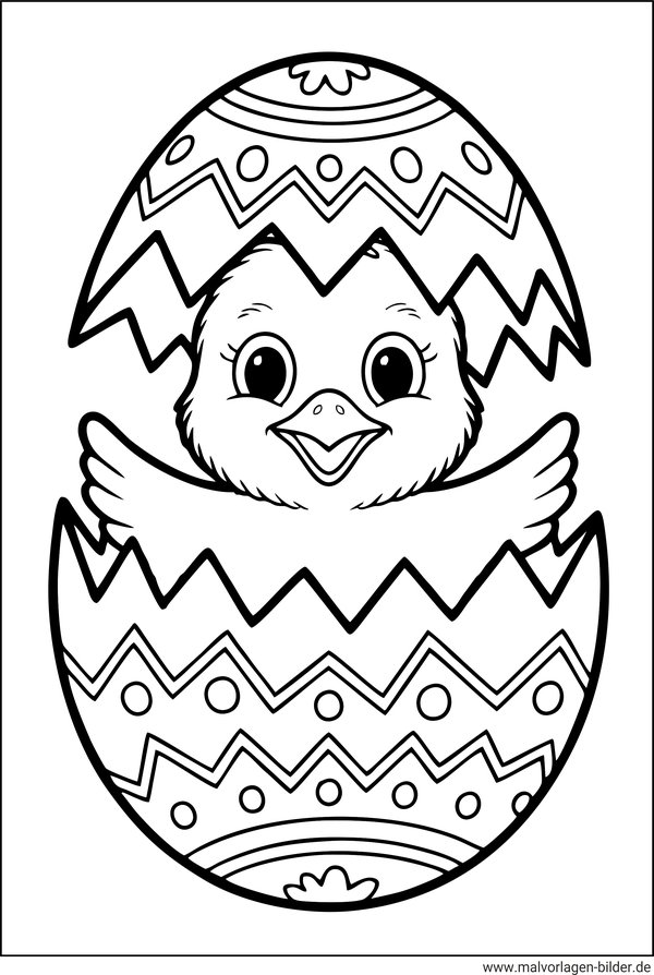 Küken in einem Osterei Ausmalbild