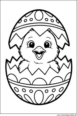 Küken schaut aus einem Osterei heraus Vorlage zum Drucken