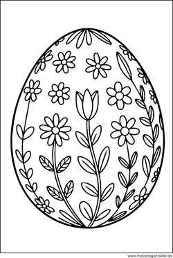 Osterei mit Blumenmuster Ausmalbild für Erwachsene ausmalen