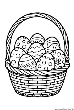 Ostereier im Korb Ausmalbild kostenlos