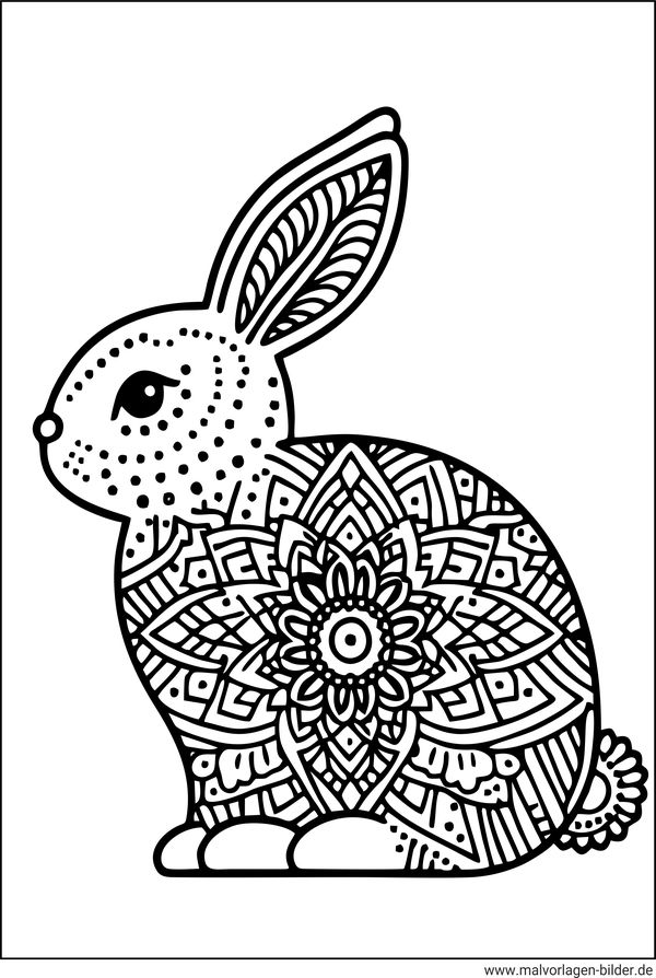 Hase mit Muster zu Ostern Ausmalbild