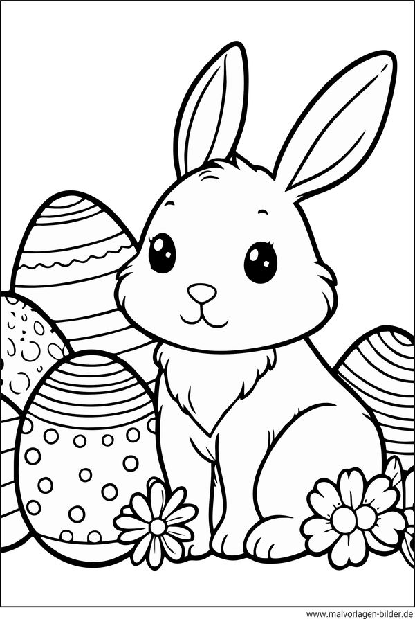Hase Ostereier Ausmalbild zu Ostern