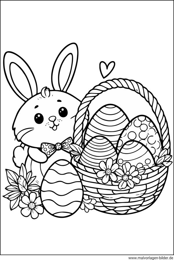 Ostereier Ausmalbild zu Ostern für Kinder