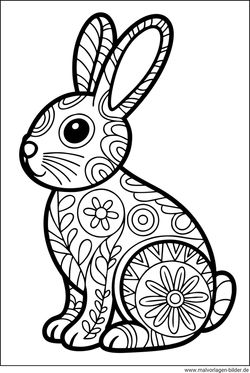 Osterhase mit Muster Ausmalbild ausdrucken