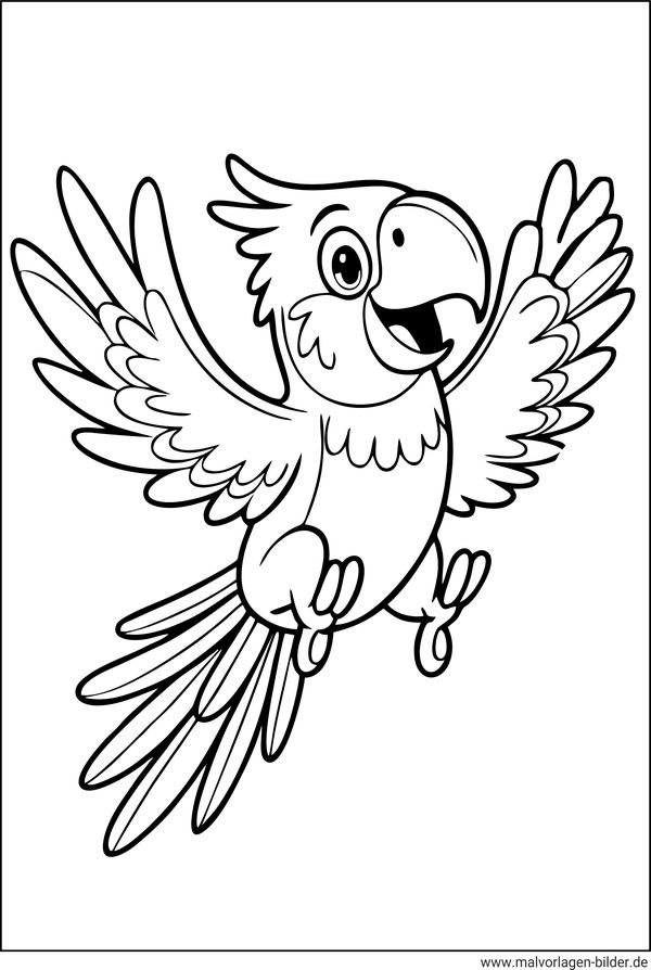 Lustiger Papagei Ausmalbild für Kinder