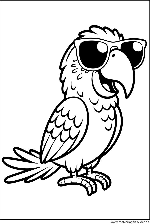 Papagei mit Sonnenbrille Ausmalbild