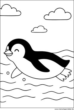 Ausmalbild Pinguin ab 2 Jahren