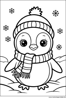 Ausmalbild Pinguinbaby zum Drucken