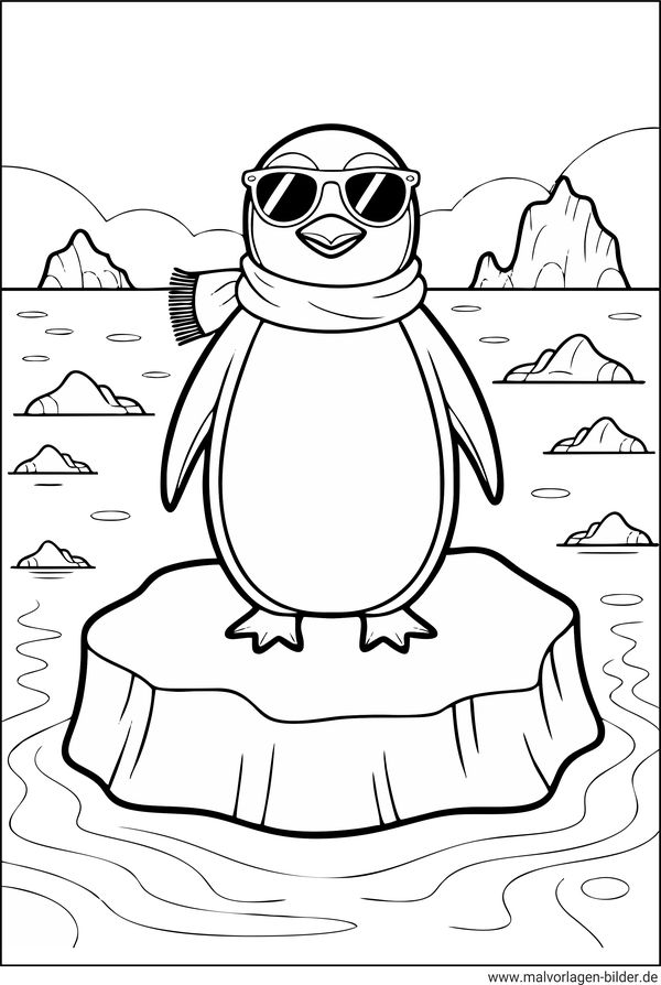 cooler Pinguin Ausmalbild