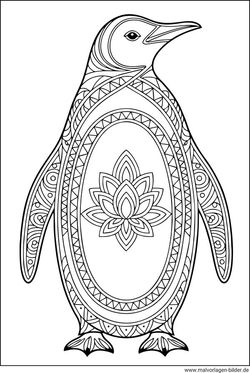 Pinguin Ausmalbild für Erwachsene zum Ausdrucken
