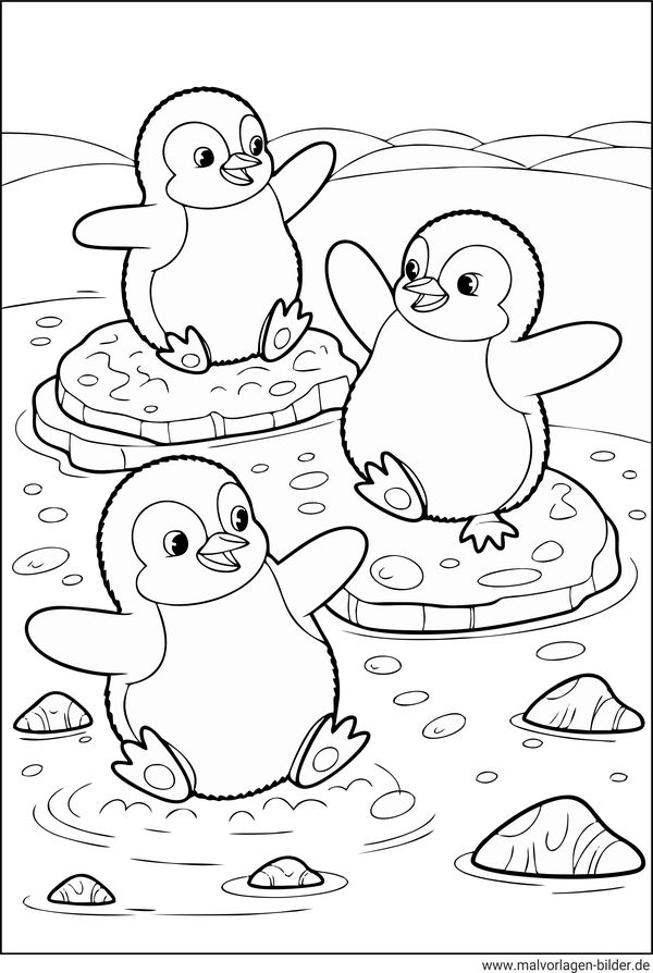 Pinguin-Babys Malvorlage