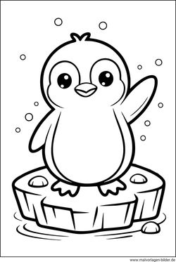 Pinguin Eisscholle Ausmalbild zum Ausdrucken
