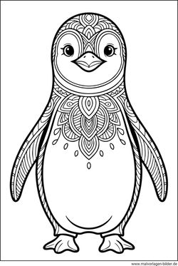 Pinguin mit Muster Ausmalbild ab 12 Jahren