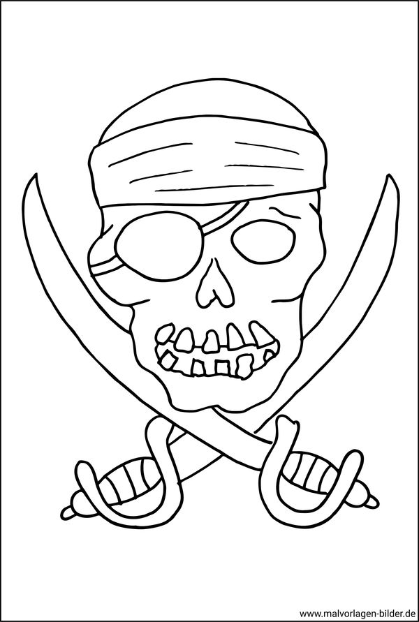 Piratenkopf Totenkopf Ausmalbilder zum Ausdrucken