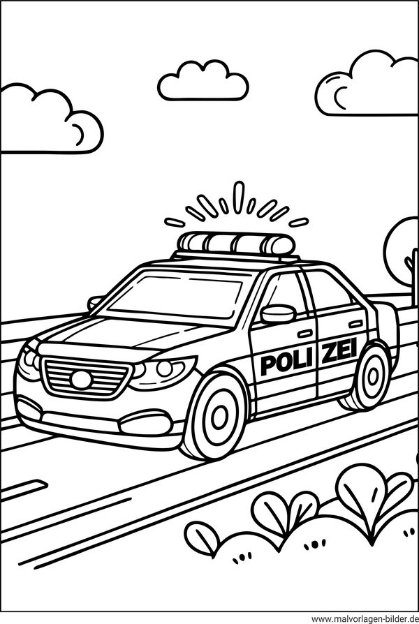 Ausmalbild Polizeiauto ausdrucken