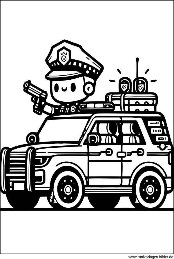 Polizei im Einsatz Ausmalbild